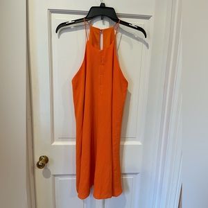 She and Sky small, orange spaghetti strap shift dress